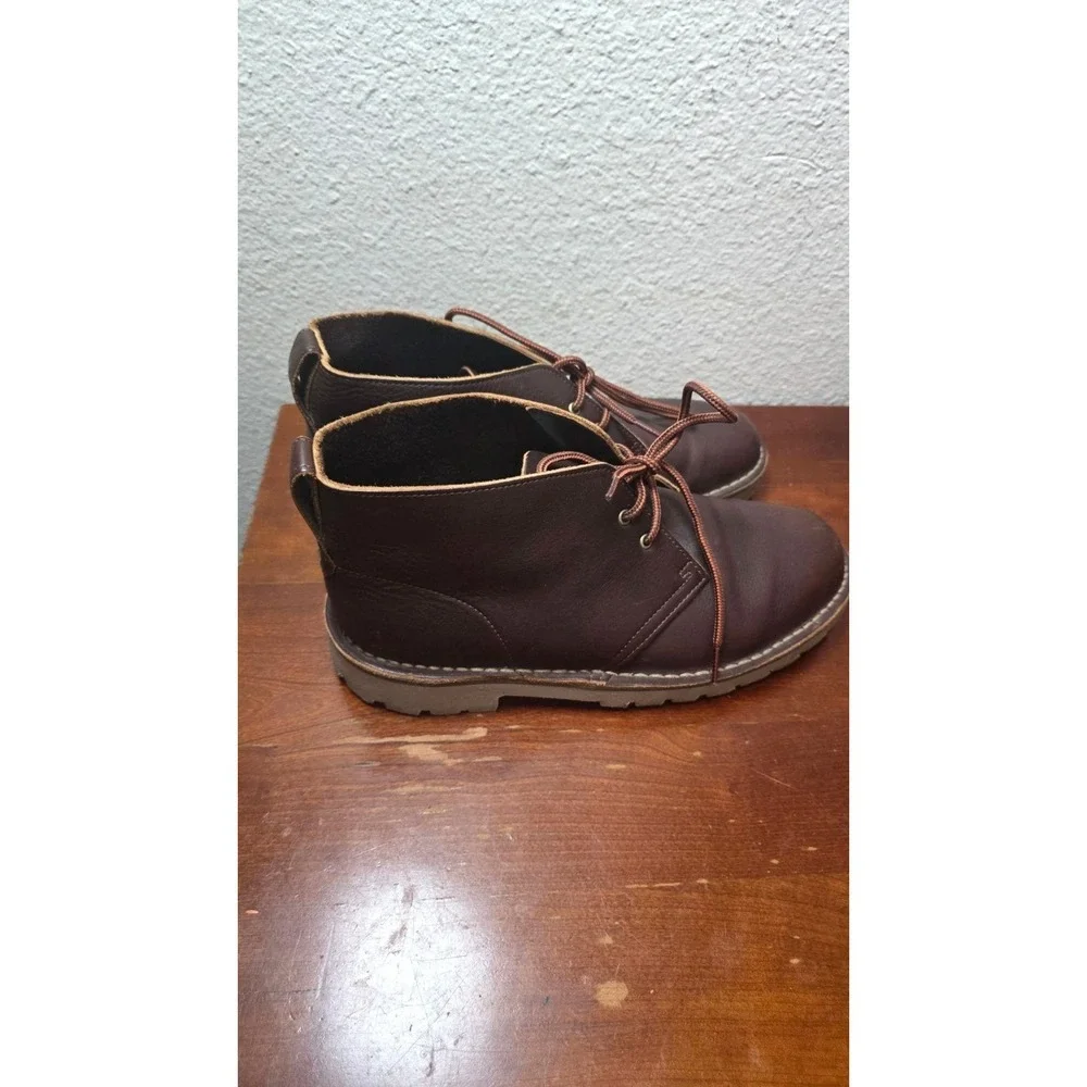 Clarks Men's Chocolate Brown Leather Ankle Chukka Boots Lace-Up Size 8.5 - Picture 3 of 8
